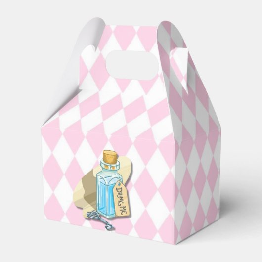 Roze Alice in Wonderland en Vrienden Baby shower Bedankdoosjes (Achterkant)