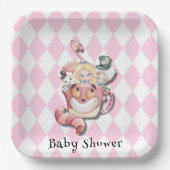 Roze Alice in Wonderland en Vrienden Baby shower Papieren Bordje (Voorkant)