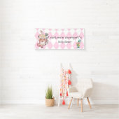 Roze Alice in Wonderland en Vrienden Baby shower Spandoek (Insitu)