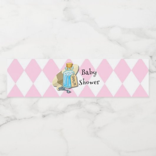 Roze Alice in Wonderland en Vrienden Baby shower Waterfles Etiket (Enkel label)