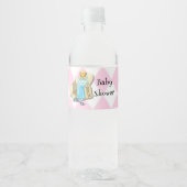 Roze Alice in Wonderland en Vrienden Baby shower Waterfles Etiket (Voorkant)