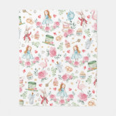 Roze Alice in Wonderland Mad Hatter Girl Nursery Fleece Deken (Voorkant)