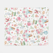 Roze Alice in Wonderland Mad Hatter Girl Nursery Fleece Deken (Voorkant (Horizontaal))