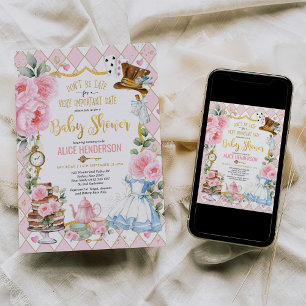 Roze Alice in Wonderland Mad Tea Party Baby Girl Kaart