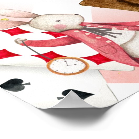 Roze Alice in Wonderland Oneder Birthday Welkom Poster (Hoek)