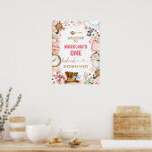 Roze Alice in Wonderland Oneder Birthday Welkom Poster (Keuken)