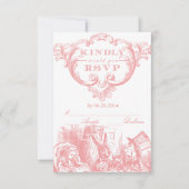 Roze  Alice in Wonderland RSVP-kaarten RSVP Kaartje (Voorkant)