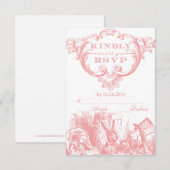 Roze  Alice in Wonderland RSVP-kaarten RSVP Kaartje (Voorkant / Achterkant)