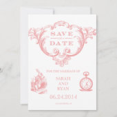 Roze  Alice in Wonderland Save the Date (Voorkant)