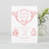 Roze  Alice in Wonderland Save the Date (Staand voorkant)