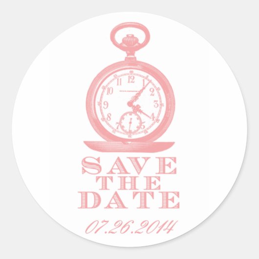 Roze Alice in Wonderland Save the Date Stickers (Voorkant)