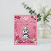 Roze Alice in Wonderland Tea Party Baby shower Kaart (Staand voorkant)