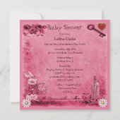 Roze Alice in Wonderland Tea Party Baby shower Kaart (Achterkant)