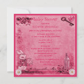 Roze Alice in Wonderland Tea Party Baby shower Kaart (Achterkant)