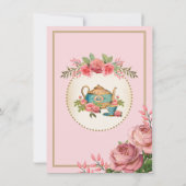 Roze  Alice in Wonderland Tea Party nodigt uit Kaart (Achterkant)