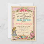 Roze  Alice in Wonderland Tea Party nodigt uit Kaart (Voorkant)