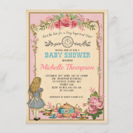 Roze  Alice in Wonderland Tea Party nodigt uit Kaart