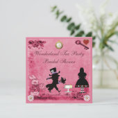 Roze Alice in Wonderland Tea Party Vrijgezellenfee Kaart (Staand voorkant)