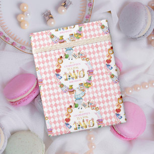 Roze Alice in Wonderland Theekransje voor Twee Ver Cadeaupapier