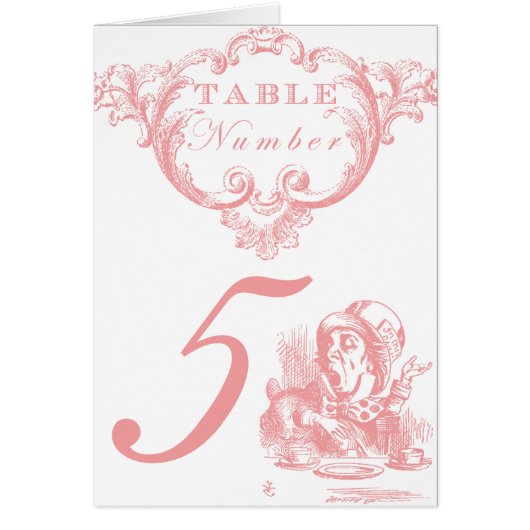 Roze Alice in Wonderland Trouwtafel Nummers (Voorkant)