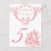 Roze Alice in Wonderland Trouwtafel Nummers Briefkaart (Voorkant)