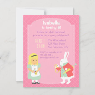 Roze Alice in Wonderland Verjaardags Theepartij Kaart