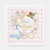 Roze, Alice Onederland, Mad Hatter, Tea Party Servet (Voorkant)