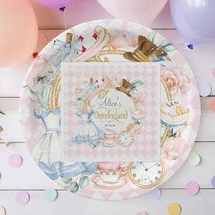 Roze, Alice Onederland, Mad Hatter, Tea Party Servet