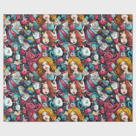 Roze Alice Tea Party Thema Cadeaupapier