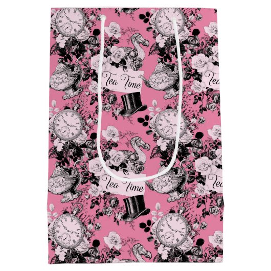 Roze  Alice Teatime Medium Cadeauzakje (Achterkant)