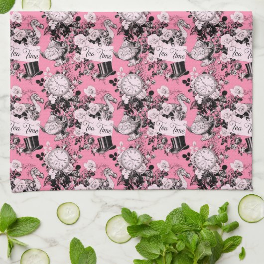 Roze  Alice Teatime Theedoek (Gevouwen)