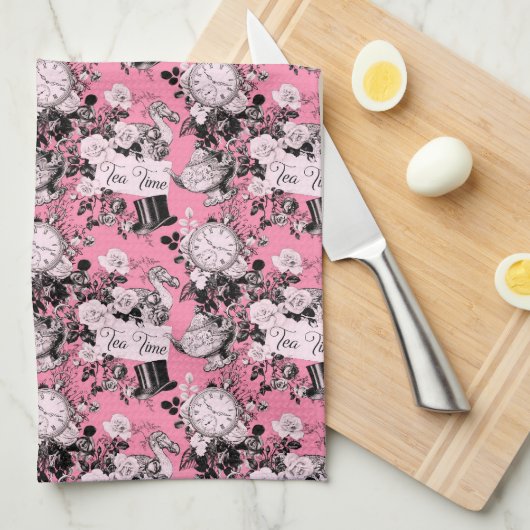 Roze  Alice Teatime Theedoek (Quarter Fold)