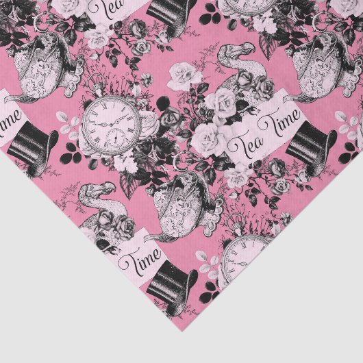 Roze  Alice Teatime Tissuepapier (Detail)