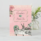 Roze Alice Wonderland Tea Party Vrijgezellenfeest Kaart (Staand voorkant)
