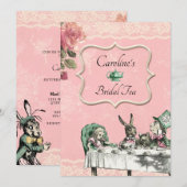 Roze Alice Wonderland Tea Party Vrijgezellenfeest Kaart (Voorkant / Achterkant)