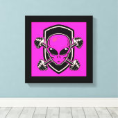 Roze Alien Gym Uitgerekte Canvasprint Canvas Afdruk (Insitu (Houten vloer))