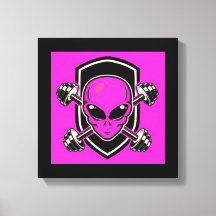 Roze Alien Gym Uitgerekte Canvasprint