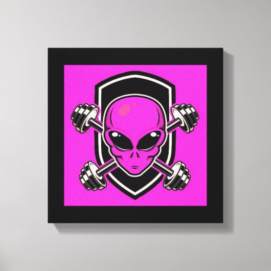 Roze Alien Gym Uitgerekte Canvasprint Canvas Afdruk (Voorkant)