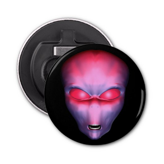 Roze Alien Head Button Flesopener (Voorkant)