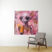 Roze alien met een Oranje sap Wandkleed (In situ)
