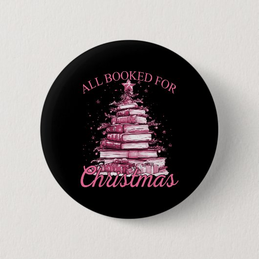 Roze all geboekt voor kerst ronde button 5,7 cm (Voorkant)