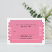 Roze All Purpose Ticket RSVP-reactiekaart RSVP Kaartje (Staand voorkant)