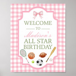Roze All Star Sportfeest Welkom Bord Poster
