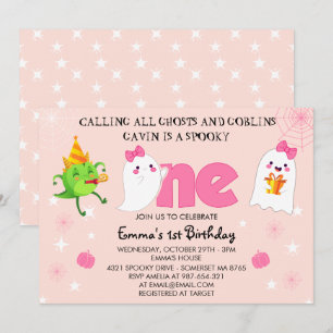 Roze Alle geesten en geiten Eerste verjaardag Roze Kaart