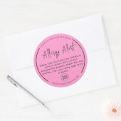 Roze Allergie Voedsel Waarschuwing Ronde Sticker (Envelop)