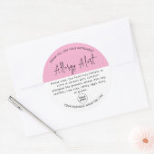 Roze Allergie Voedsel Waarschuwing Ronde Sticker (Envelop)