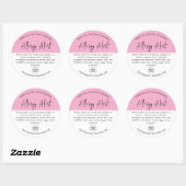 Roze Allergie Voedsel Waarschuwing Ronde Sticker (Vel)
