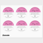 Roze Allergie Voedsel Waarschuwing Ronde Sticker (Vel)