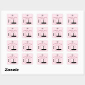 Roze Allergie Waarschuwing Bakkerij Cake Voedsel S Vierkante Sticker (Vel)