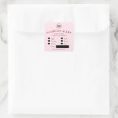 Roze Allergie Waarschuwing Bakkerij Cake Voedsel S Vierkante Sticker (Tas)